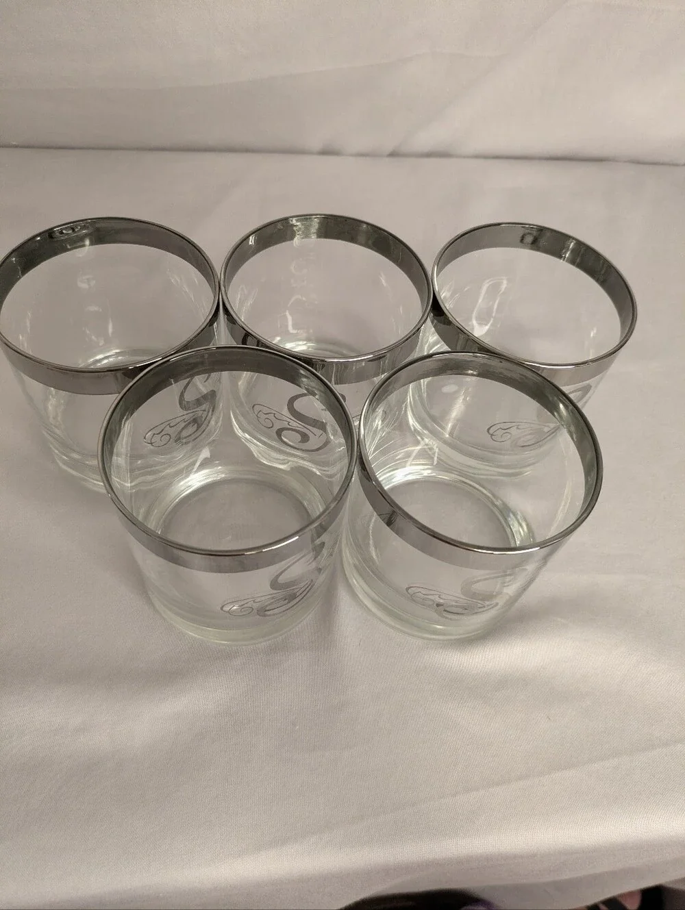 Vintage Dorothy Thorpe Monogrammed S Low-ball Rocks Glasses Mid Century Barware